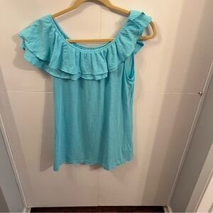 Lilly Pulitzer Tank Top with Asymmetrical Ruffles Around Neckline